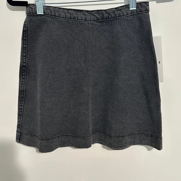 American Apparel Denim Button Front Mini Skirt Stone Washed Black Size S - Picture 3 of 7